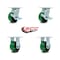 Service Caster 4 Inch Green Poly on Cast Iron Caster Set with Roller Bearings 2 Brakes 2 Rigid SCC-30CS420-PUR-GB-TLB-2-R420-2 - alternate 1